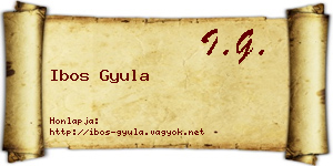 Ibos Gyula névjegykártya